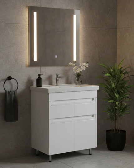 Set baie Omega – mască pe pardoseală cu lavoar ceramic