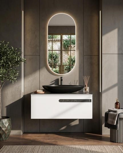 Mobilier de baie suspendat Ostin, Alb