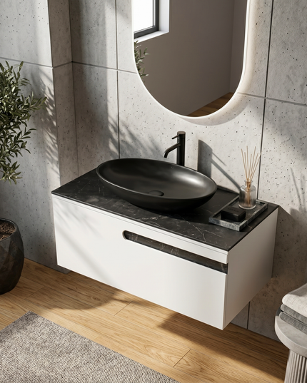 Mobilier de baie suspendat Ostin, Alb