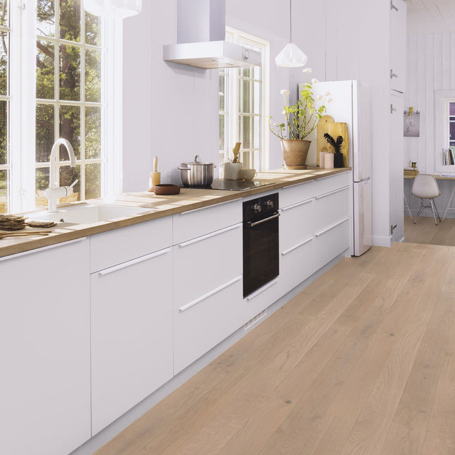 Parchet Stratificat Stejar Fresh White Animoso Mix, 14mm Plank 138, Boen