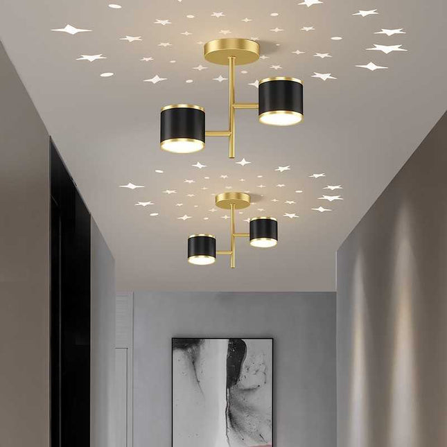 Plafoniera LED Cu Cer Înstelat Negru+Gold – Design Modern și Iluminare Versatilă - 9105