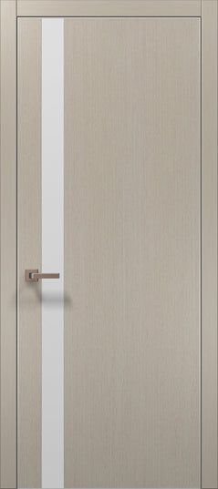 Ușă de interior PL-04 – design vertical cu sticlă aplicată
