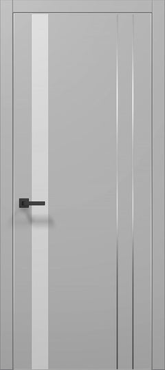 Ușă de interior PL-22 – design modern cu sticlă aplicată sau oglindă și inserții aluminiu