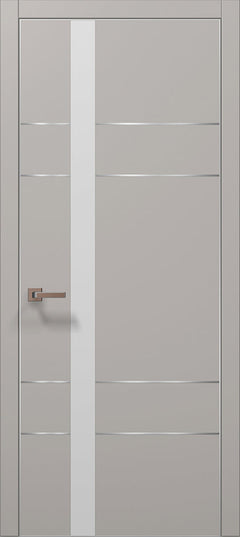 Ușă de interior PL-10 – design modern cu inserție din aluminiu și sticlă aplicată