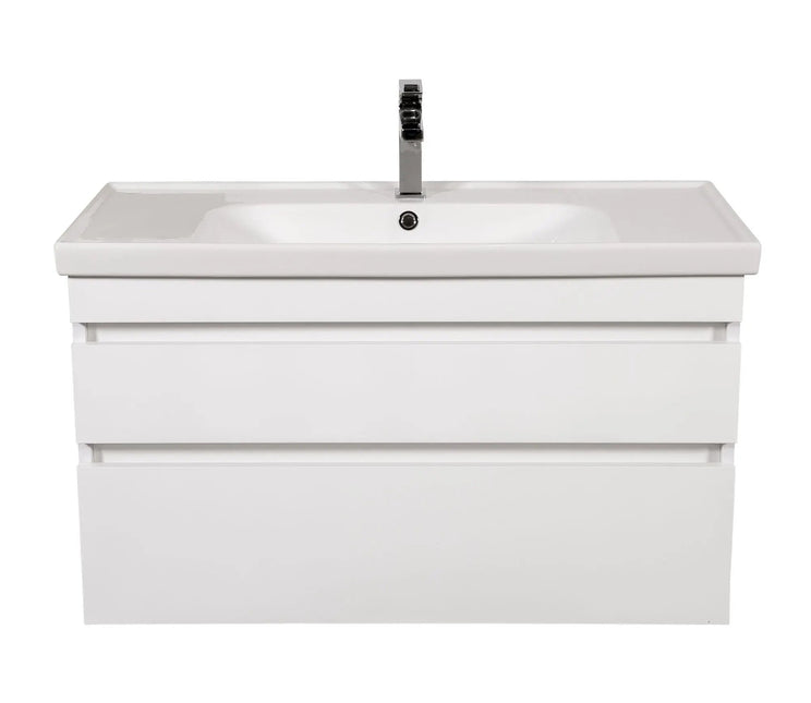 Mobilier de baie suspendat Vintage, Alb lucios