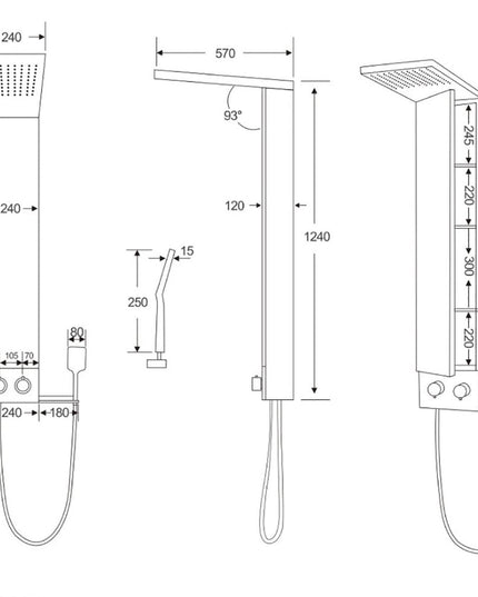 Panel de Duș Shiny Minimal – Design Elegant cu Duș Fix și Duș de Mână