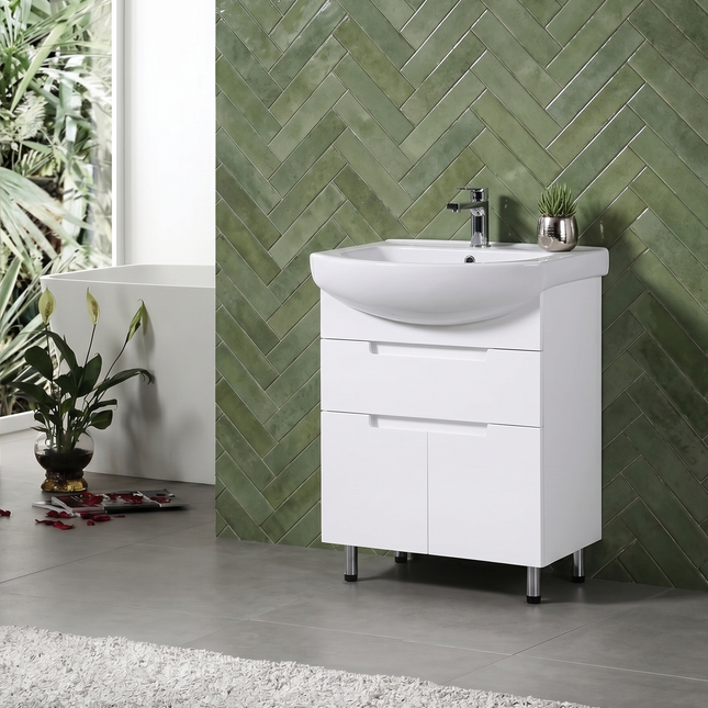 Mobilier de baie pe pardoseală Quadro, Alb