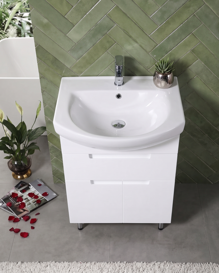 Mobilier de baie pe pardoseală Quadro, Alb