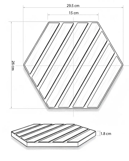 Panou riflaj decorativ, hexagonal - Antracit Mat XYPT-05
