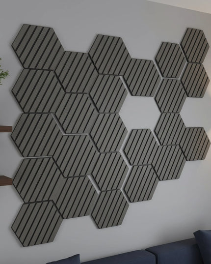 Panou riflaj decorativ, hexagonal - Antracit Mat XYPT-05