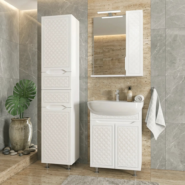 Mobilier de baie pe pardoseală Rodors, Alb