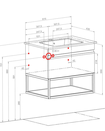 Mobilier de baie suspendat Loft Iron, Seville