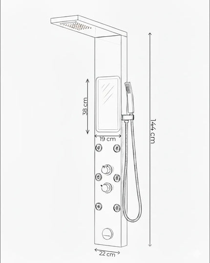 Panel de Duș Shiny Mirror – Design Modern cu Oglindă Integrată și Funcții Premium
