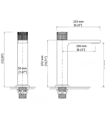 Baterie Lavoar Înaltă Slim Modern SMK5029-3 Auriu Smack
