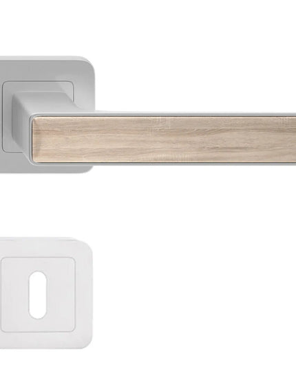 Manere usi DEKO Nichel satin cu decor de stejar