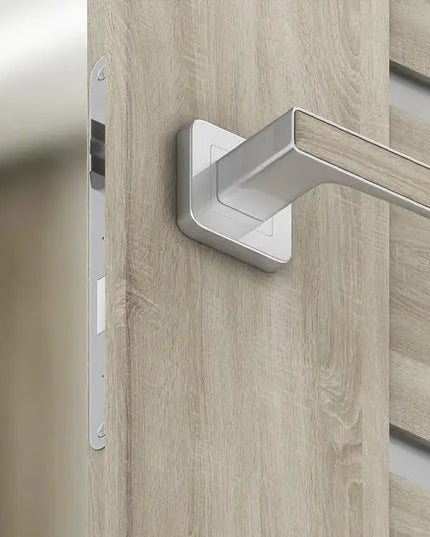 Manere usi DEKO Nichel satin cu decor de stejar