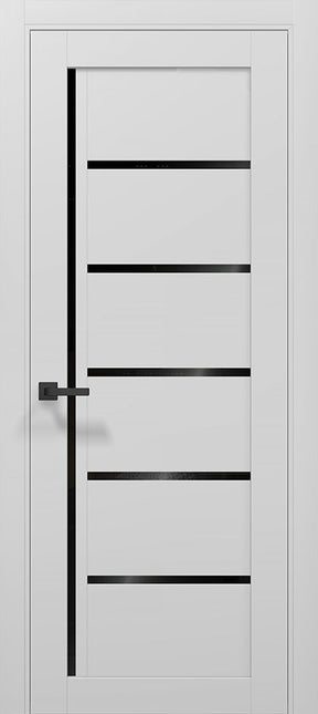 Ușă T08 Gri Mat cu Inserții Sticlă Neagră – Design Orizontal Modern / Tetra- Carlo Porte