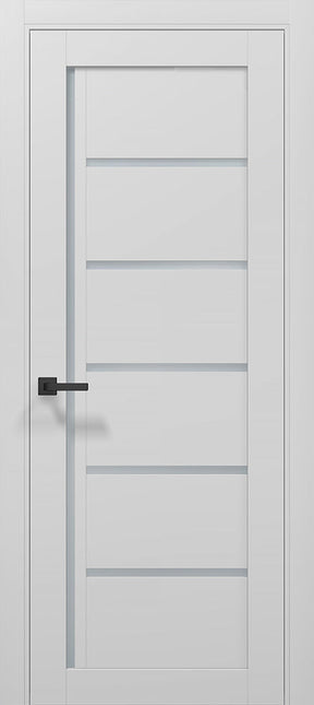 Ușă T08 Gri Mat cu Inserții Sticlă Neagră – Design Orizontal Modern / Tetra- Carlo Porte