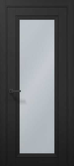 Ușă T13 Negru Mat cu Sticlă Sablata – Design Clasic-Modern