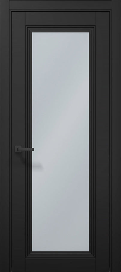 Ușă T13 Negru Mat cu Sticlă Sablata – Design Clasic-Modern