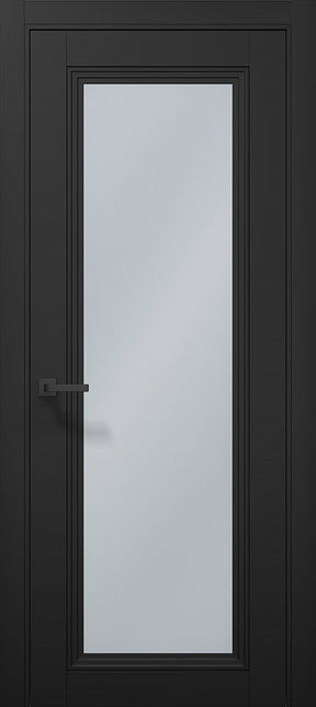 Ușă T13 Negru Mat cu Sticlă Sablata – Design Clasic-Modern