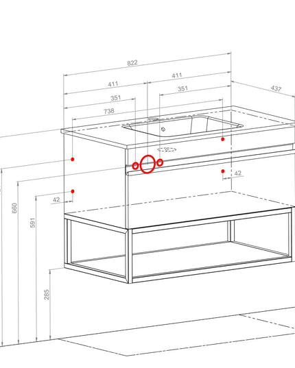 Mobilier de baie suspendat Loft Iron, Oak moras