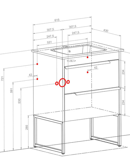 Mobilier baie suspendat  Neo Loft, Oak moras