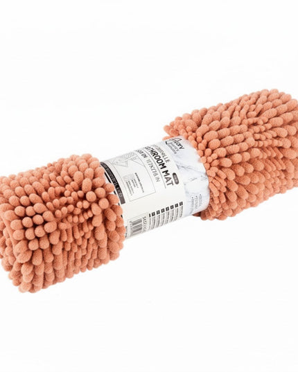 Covoraș baie din Chenille moale, strat antiderapant, 45×70 cm, Somon Cald