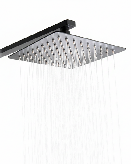 Set duș termostatic pătrat H-cubic – inox premium, finisaj negru mat