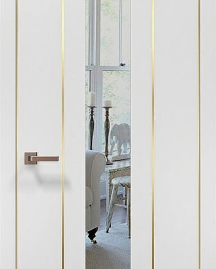Ușă de interior PL-29 – design vertical cu oglinda si insertii gold/ Plato - Carlo Porte