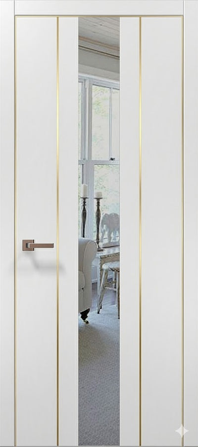 Ușă de interior PL-29 – design vertical cu oglinda si insertii gold/ Plato - Carlo Porte