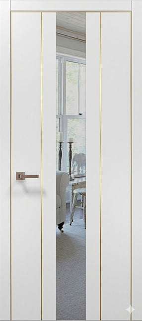Ușă de interior PL-29 – design vertical cu oglinda si insertii gold/ Plato - Carlo Porte