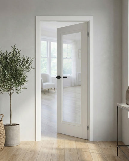 Ușă de interior T-13 cu sticlă transparentă, design clasic-modern