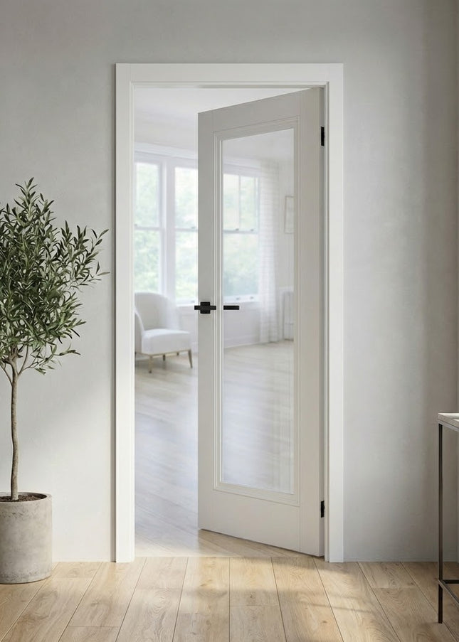 Ușă de interior T-13 cu sticlă transparentă, design clasic-modern