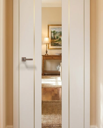 Ușă de interior PL-29 – design vertical cu oglinda si insertii gold/ Plato - Carlo Porte