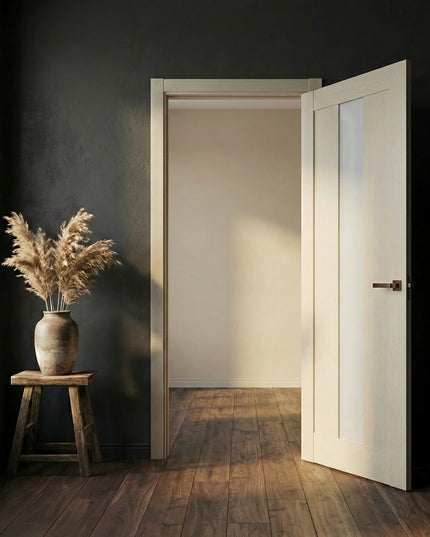 Ușă de interior ML-01 cu sticlă satinată centrală, design minimalist