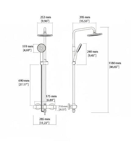 Set duș din alamă cu cioc de cadă integrat – Design premium rose gold