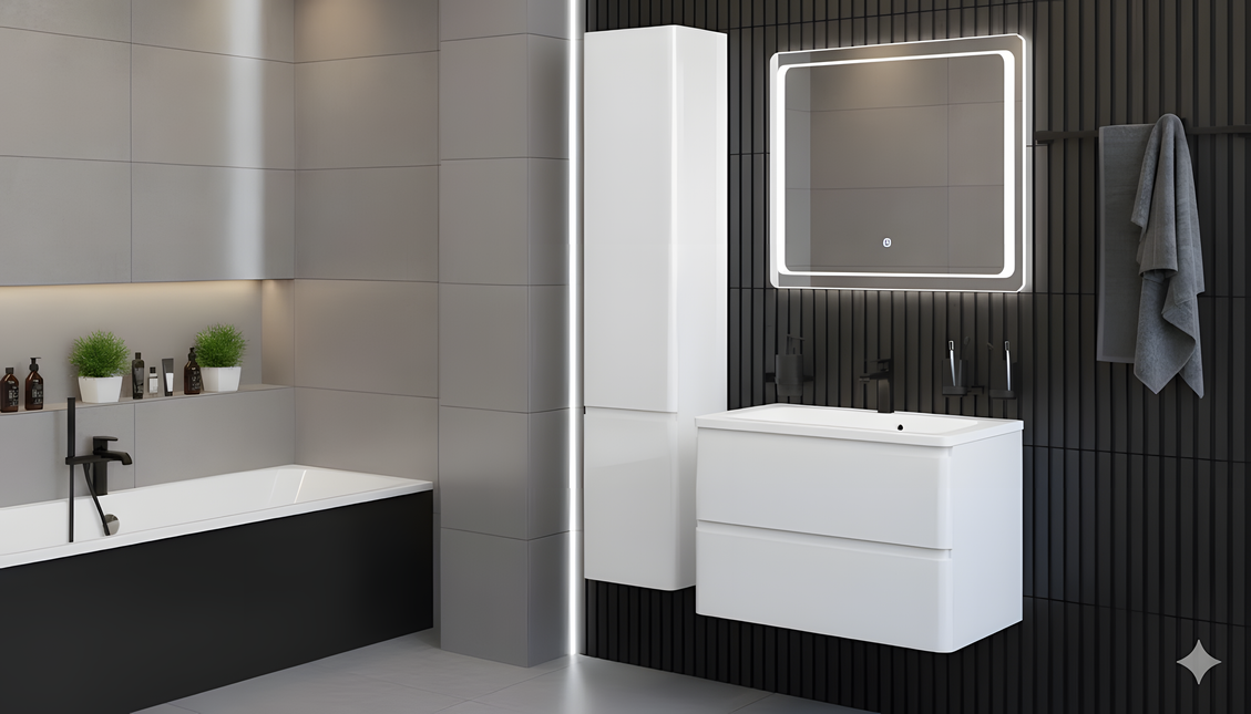 Mobilier de baie Accent alb suspendat