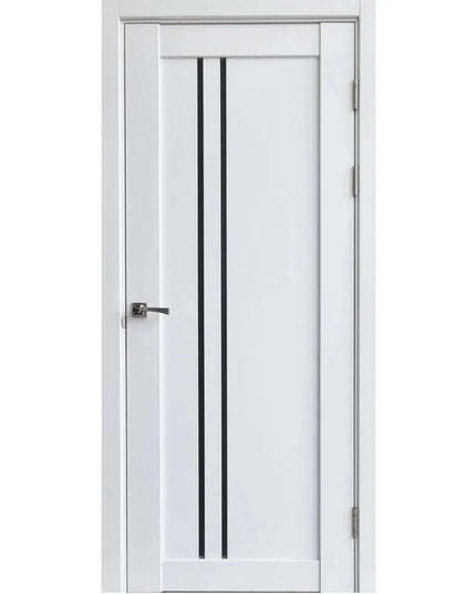 Ușă interior albă LEGO 05 cu sticlă neagră – design modern, complet echipată