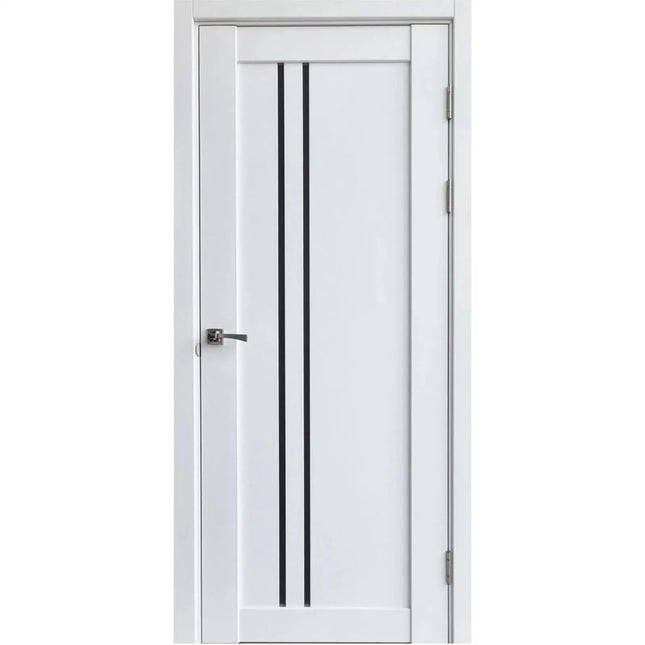 Ușă interior albă LEGO 05 cu sticlă neagră – design modern, complet echipată