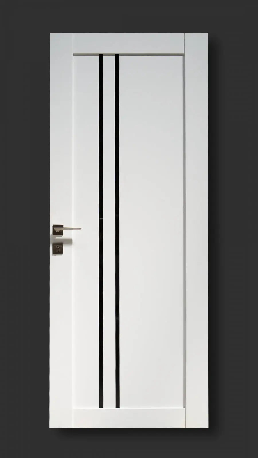 Ușă interior albă LEGO 05 cu sticlă neagră – design modern, complet echipată