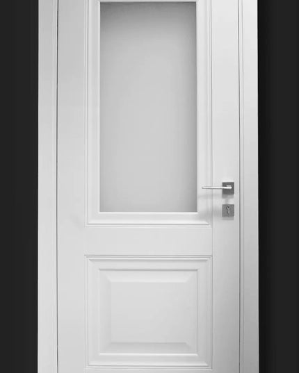 Ușă interior Elegant Lux G albă – design clasic modern, cu toc reglabil, complet echipată