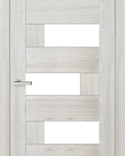 Ușă interior Rino 16 Shalet Oak – complet echipată, cu sticlă verticală și toc reglabil