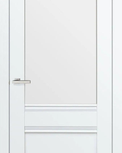 Ușă interior Valencia G White Silk Mat – cu sticlă mată decorativă și toc reglabil, complet echipată