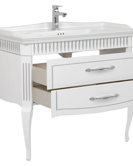 Mobilier de baie pe pardoseală Royal, Alb+argintiu