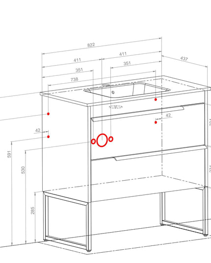 Mobilier baie suspendat  Neo Loft, Oak moras