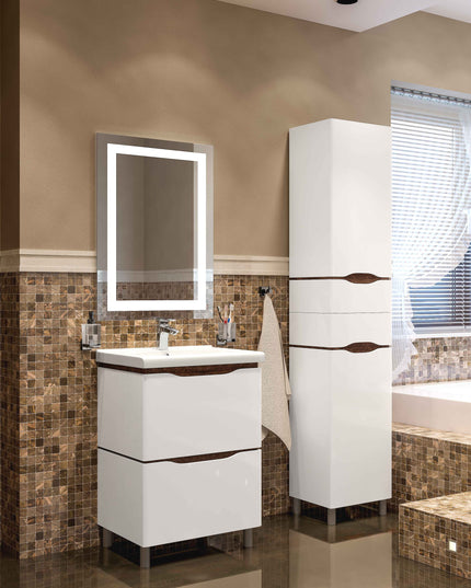 Mobilier de baie pe pardoseală Venice, Alb+Wenge (City)