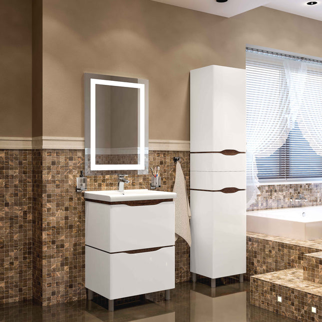 Mobilier de baie pe pardoseală Venice, Alb+Wenge (City)