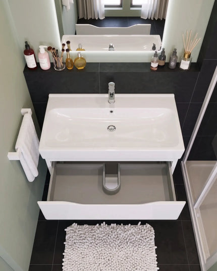 Mobilier de baie pe pardoseală Venice, Alb (Pinto)