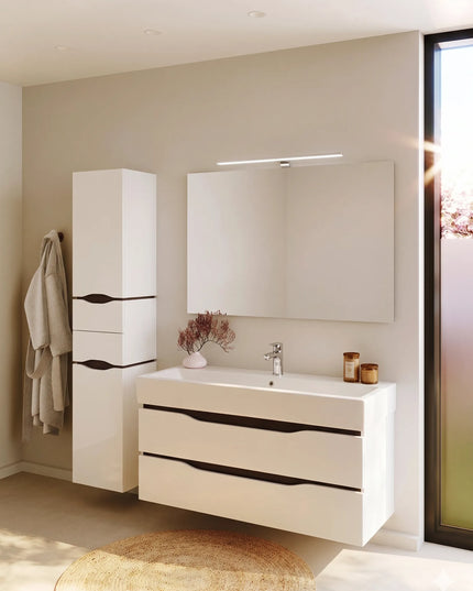 Mobilier de baie  suspendat  Venice, Alb+Wenge (Pinto)